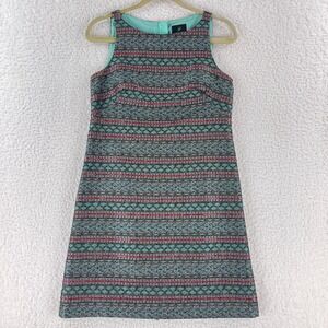 Adrianna Papell Gray Beaded Jacquard Shift Dress Womens Sleeveless Lined‎ Size 4